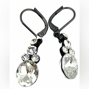Givenchy black metal drop crystal earrings